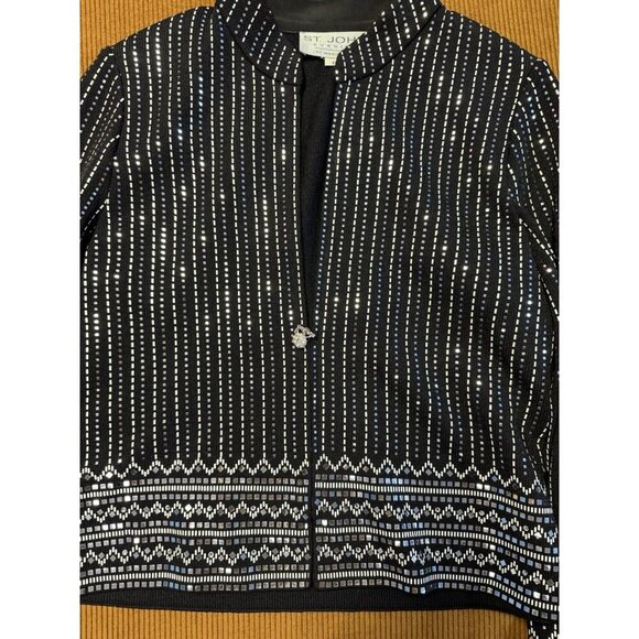 BEAUTIFUL St John evening knit jacket rhinestones embellished suit blazer 6 - Picture 2 of 6